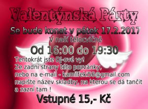 Pozvánka na VALENTÝNSKOU PÁRTY